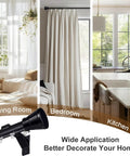 Built To Last Heavy Duty Aluminum Curtain Track System For Windows And Room Dividers, Wall Mounted Silent Drapery Rail With Pulleys, Roman Rod Style, Easy Install Gold Finish, 2 Meter Length in living room, bedroom, and kitchen