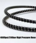 Close-up of 37-inch high-pressure 4600 psi hose from Heavy Duty Paintball And Airsoft Tank Fill Station, stainless steel spring protector.