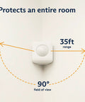 Wall-mounted motion sensor with markings, part of the 10 Piece Wireless Home Security System With Outdoor Camera And Optional 24 7 Monitoring No Contract Ready To Roll Works With Alexa And Google Assistant Today.