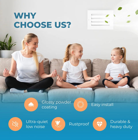Family yoga with Aluminum Vent Cover 24 By 24 Inches Quiet Return Air Grille for wall, visible on background.