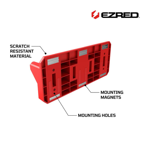 Magnetic Pry Bar Holder With Four Slots And Mounting Holes Low Profile Non Marring TPEE Design shown with mounting magnets
