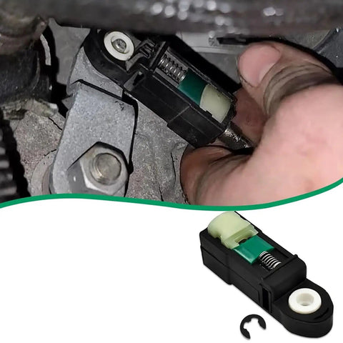 Gearhead Grade Transmission Shifter Adjuster Cable Head CV617C445AA installed on shifter cable, black alloy and polymer part