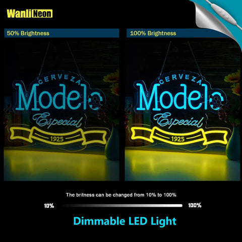 Dope Beer Neon Sign For Wall Decor Dimmable Led Tube Light Amps Up Chill Vibes For Man Cave Bar displayed at 50% and 100% brightness.