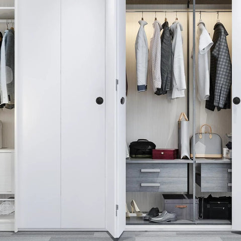 Wardrobe with Four Pack Matte Black Recessed Ring Pull Handles For Cabinets And Drawers Round Concealed Door Pull Knobs