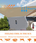 30 X 32 Foot Rectangle Sun Shade Sail With Heavy Duty UV Resistant Fabric Wire Cable And A Rings Weather Resistant Outdoor Canopy Cover For Pergola Backyard Or Garden Sand Color installed over patio