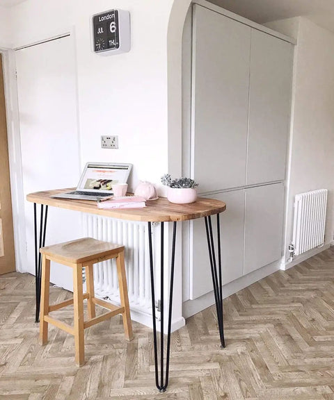 Room setting with 20 Inch Hairpin Table Leg Set With Half Inch Diameter Three Rods Black Mid Century Metal Furniture Feet For Coffee Tables And TV Stands Floor Protectors Durable 4 Pack DIY Ready Easy Install.