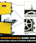 10 Inch Dual Speed Band Saw With Stand For Hardwood And Softwood Cutting 2360 FPM And 3000 FPM 4.3 Amp Benchtop Woodworking Saw