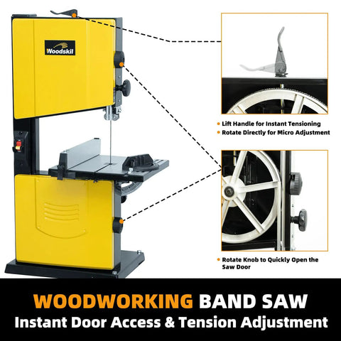 10 Inch Dual Speed Band Saw With Stand For Hardwood And Softwood Cutting 2360 FPM And 3000 FPM 4.3 Amp Benchtop Woodworking Saw