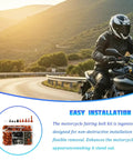 195 Piece Stainless Steel Motorcycle Fairing Bolt Kit With Bolts Screws Nuts Washers Clamps And Self Tapping Screws Universal Windshield Fasteners For Dirt Bikes Scooters Motocross In Orange on display with a motorcyclist riding on a scenic road