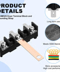 Heavy Duty Dryer Terminal Block With Grounding Strap WE4M325 Replacement Part Replaces WE04M0266 WE04X20403 WE4M266