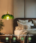 Super Easy Install Green Glass Plug In Pendant Light Giving Your Place That Killer Modern Vibe While Skipping Costly Electrician Fees For Simple Plug Cable Hanging Light Setup For Living Rooms And Bedrooms Today in a stylish bedroom setting.
