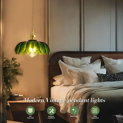 Super Easy Install Green Glass Plug In Pendant Light Giving Your Place That Killer Modern Vibe While Skipping Costly Electrician Fees For Simple Plug Cable Hanging Light Setup For Living Rooms And Bedrooms Today in a stylish bedroom setting.
