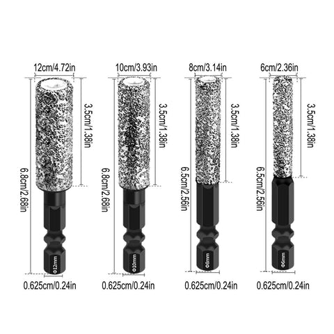 Upgrade Your Drill Game With This Hot Hexagonal Granite And Concrete Hole Saw Kit Featuring Enhanced Cooling Wax For Extended Lifespan Plus Integrated Polishing Handle For Smooth Profiling On Tough Projects. 6-12cm bits