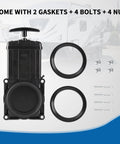 Three Inch RV Waste Valve With Plastic Handle And Gate Valve For Sewer System UV Resistant Body Easy Install with gaskets and bolts