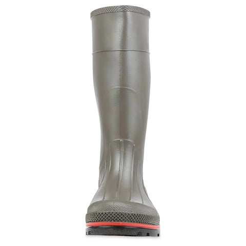 Rock Solid 15 Inch Pvc Mens Work Boots Hella Chemical Resistant Soft Toe Seamlessly Waterproof Construction With Removable Contour Cushion Insoles In Gray Red Black