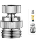 Close-up of Brass Faucet To Hose Adapter With Aerator And Swivel Three Quarter Inch Female To Three Quarter Inch Male Hose Thread
