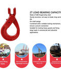 Red G80 Alloy Steel Clevis Slip Hook with Locking Pin, 3.15 Ton Load Limit, for Winches and Industrial Use