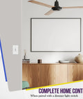 3 Speed In Wall Ceiling Fan Control with Slider Switch installed in a modern home setting showing white decor and fan in background.