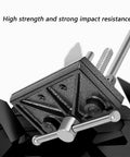 Heavy Duty Woodworker Vice Bench Clamp With Smooth Gliding Rails For Precise Clamping Tasks And Rock Solid Desktop Workbench Holding Power, high-strength metal base.