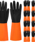 Heavy Duty Chemical Resistant Work Gloves, Waterproof Non Slip Rubber Hand Protectors, 8 Pair Set, acid alkali solvent shields.