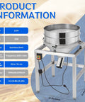 Automatic Powder Sifter Machine With 110V Electric Vibrating Flour Sieve Shaker on stainless steel frame, 40/100 mesh screens.