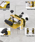 Rugged Mortise And Tenon Jig With Greaseless Linear Track For Router Slotting Locator showing metal components and adjustable features.