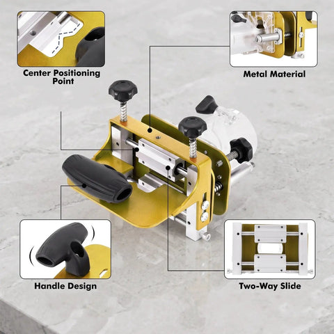 Rugged Mortise And Tenon Jig With Greaseless Linear Track For Router Slotting Locator showing metal components and adjustable features.