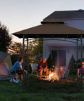 5 By 8 Outdoor BBQ Gazebo Replacement Top Canopy, Double Layer Brown 100% Polyester Weatherproof Cover installed over family