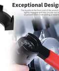 M Type Spanner Wrench For ER11 Collet Chuck ER11 Nut, Red Non Slip Handle in use, showing engagement with circular nut slot.