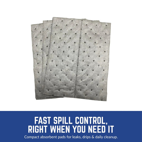 Universal Heavy Duty Absorbent Pads For Pro Jobs, 13 By 10 Inches, Three Ply, 100 Count, Maximum Spill Absorption For Oil, Chemicals, And Solvents, Built For Extra Heavy Spills And Quick Cleanups In High Traffic Areas