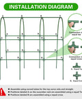 Installation diagram of Arch Cucumber Trellis For Raised Beds, shows U shape metal garden trellis assembly and connections.