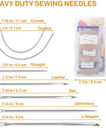 Upholstery Repair Kit With Bonded Waxed Round Thread, Pro Grade Heavy Duty Sewing Needles, Leather Sewing Set dimensions and kit contents