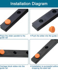 Installation diagram of two 450mm linear guide rails for MGN12H carriage showing step-by-step installation with orange slider