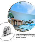 6-Piece Stainless Steel Pulley Roller With Bearing Set For Wall Mount Traction, Easy Install For Power Cables, Clotheslines, Rope Hoisting And Heavy Duty Cable Management, stainless pulley close-up