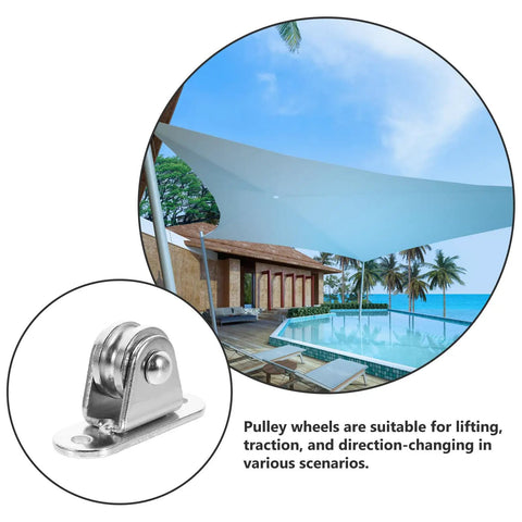 6-Piece Stainless Steel Pulley Roller With Bearing Set For Wall Mount Traction, Easy Install For Power Cables, Clotheslines, Rope Hoisting And Heavy Duty Cable Management, stainless pulley close-up
