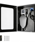 Heavy Duty Steel EV Charger Enclosure Weatherproof Outdoor Charging Station Box With Secure Keyless Combo Lock view inside with lock and charger