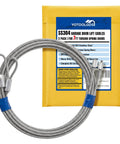 Premium 304 Stainless Steel Garage Door Lift Cables Kit 8.6 Ft By 1/8 In 2 Pack with packaging visible, rustproof design
