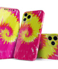 Full Body Skin Decal Wrap Kit for iPhone 13 Spiral Tie Dye V2 with Air Release Adhesive on display front and back