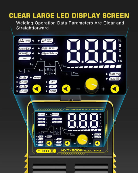 200A AC DC TIG Welder With Pulse 220V 6 In 1 Aluminum Welding Machine hot start arc force large LCD display
