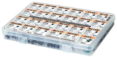434 Piece Transistor Assortment Kit With 24 Values Including BJT MOSFET JFET Germanium Darlington Transistors And Sockets For 2N3904