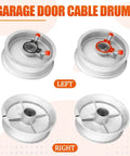 Heavy Duty 8 Ft 6 In Garage Door Cables For 7 Ft Doors, Torsion Spring Replacement Drums shown in left and right view.