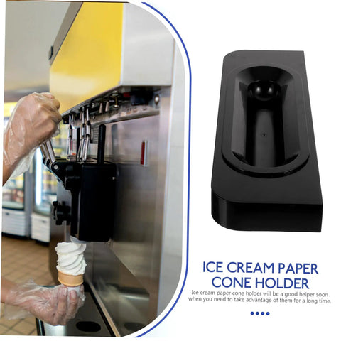 Three Pack Ice Cream Maker Tray Holder Set Large Capacity for Ice Cream Machine in Use with Black Plastic Cone Stand