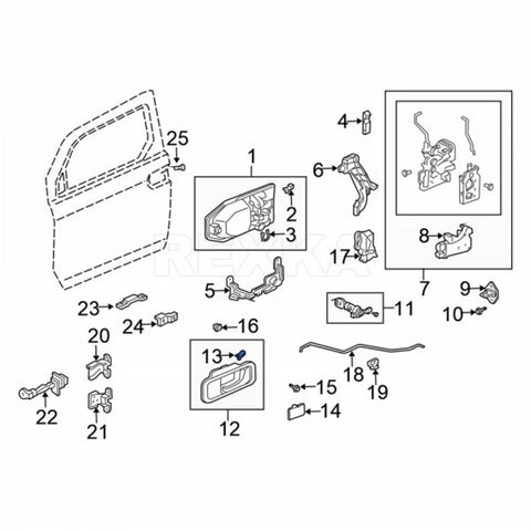 Honda Door Lock Rod Clips Kit 5pc LH RH Drop In Easy Install Left Yellow Right Purple 4mm Rod 6mm Hole Replaces 72174 SM4 003 72134 SM4 003 Fits Accord CR V Element Insight Odyssey Pilot TL MDX CL Acura, diagram view