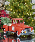 Red Metal Christmas Pickup Truck Outdoor Decor With Tree In Bed Totally Lit Powder Coated Weatherproof Metal Construction on display
