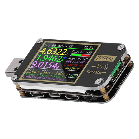 High Precision USB Voltmeter And Ammeter With Color LCD Screen, Digital USB Tester For PD Fast Charge, real time monitoring displayed