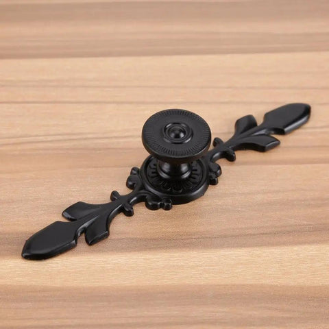 Close-up of single handle from Pack Of 4 Vintage Pull Handle Door Knob Back Plate Set For Home Furniture Drawer Cabinet Wardrobe.