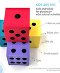 Jumbo Foam Dice Set For Classroom And Home Schooling 1.96 Inch Dice In assorted bright colors with educational labels