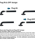 Adjustable Sash Curtain Rod For French Doors With Tough Three Eighth Inch Steel Bar And Low Profile Brackets Delivering Dead Simple Screw Or Sticky Tape Mount For Wood Glass Aluminum Slider Panels In Matte Black Pack, showcasing Plug IN and OFF design.