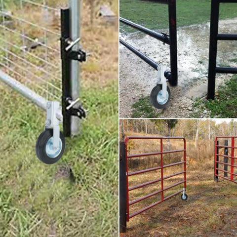 Built Tough Heavy Duty 6 Inch Gate Wheels for Metal Tube Gates 2 Pack Hot Galvanized Farm Fence Wheel on gates outdoors
