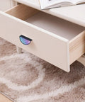 Pastel Rainbow Fluid Marble Cabinet Handles 2 Pack With 3 Inch Hole Center Semicircle Drawer Pulls on a dresser drawer.